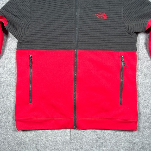 The North Face Hoodie Mens Large Red Grey Full Zip Colorblock Activewear - Picture 7 of 16
